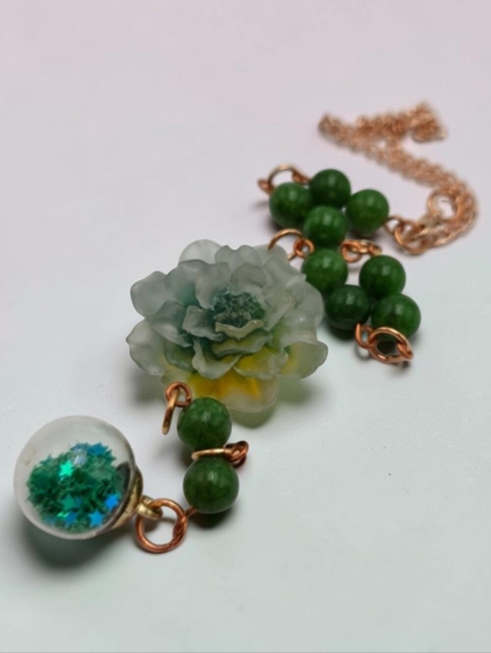 Handmade Green Floral car charm